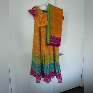 Girls Indian Multi-Color Bandhani Chaniya Choli